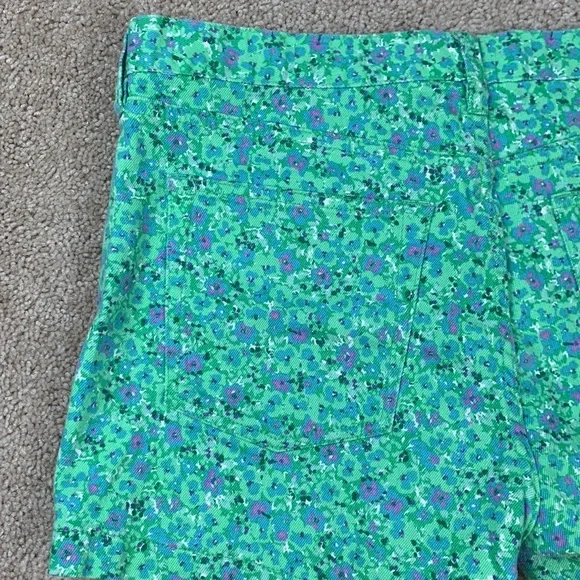 J. Crew green and purple floral denim shorts sz 12 - Picture 5 of 7